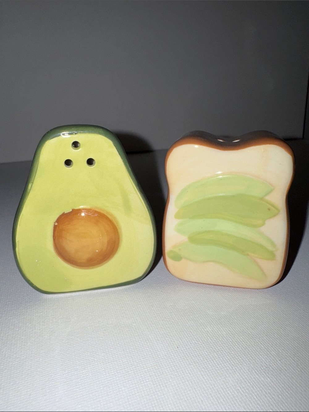 Ceramic Salt & Pepper Shakers Avocado & Toast Set